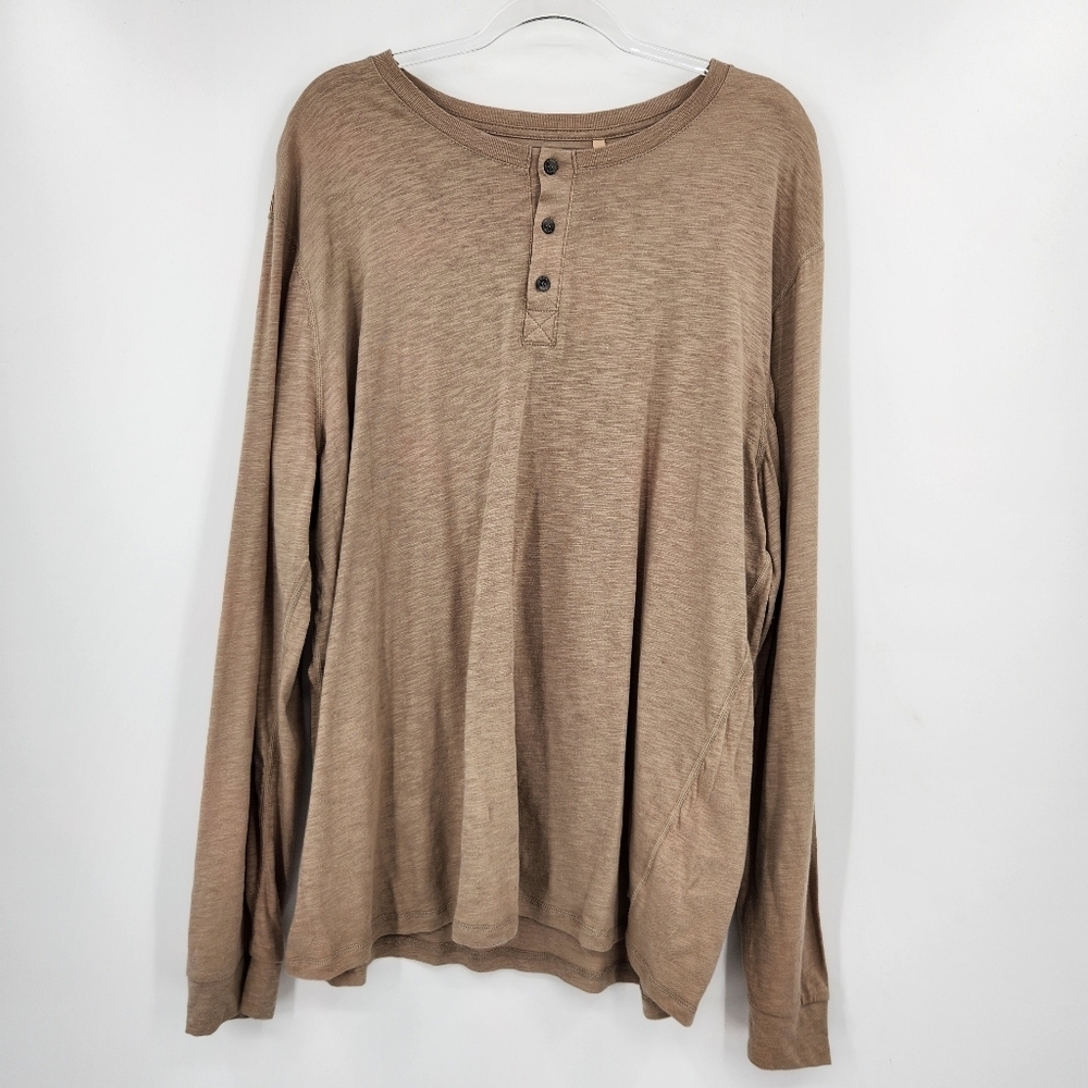 ROW Right Of Way Mens Elias Henley Shirt Size XXL Aluminum Long Sleeve Tee NWT